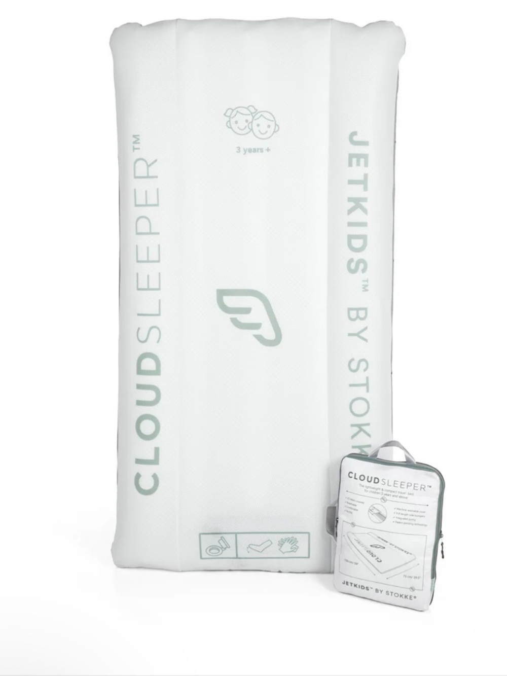 STOKKE JETKIDS CloudSleeper Travel Bed - White with Soft Gray Accents
